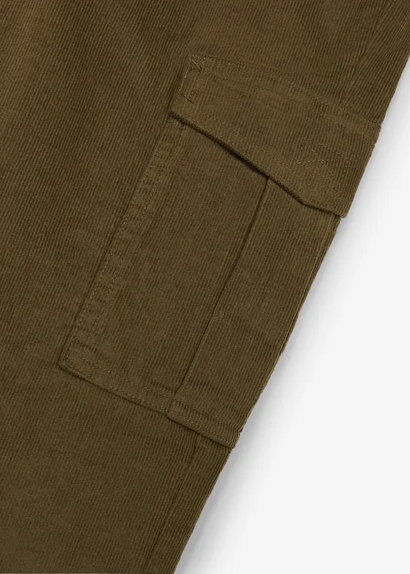 Pantalon cargo Regular Fit en velours c&ocirc;tel&eacute;, doublure chaude en jersey, bonprix
