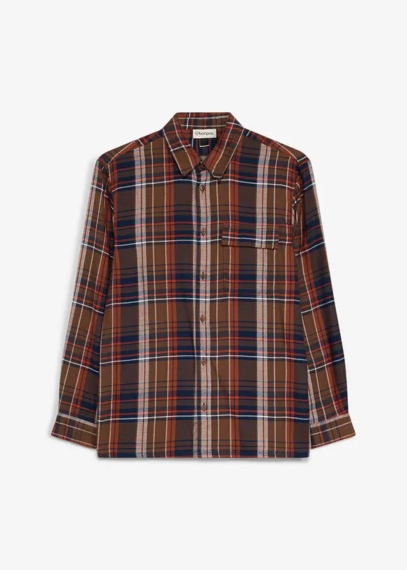Chemise &agrave; carreaux oversize en flanelle, poche poitrine, bonprix