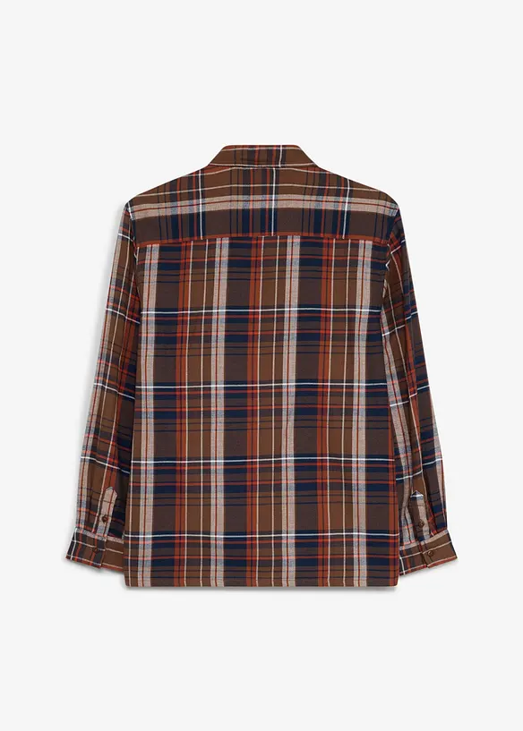 Chemise &agrave; carreaux oversize en flanelle, poche poitrine, bonprix