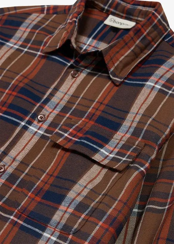 Chemise &agrave; carreaux oversize en flanelle, poche poitrine, bonprix