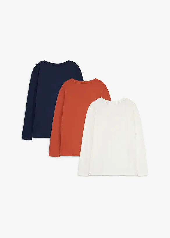 Lot de 3 T-shirts manches longues coton, bonprix