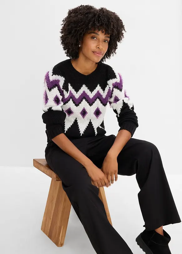 Pull en grosse maille &agrave; motif Fair Isle, bonprix