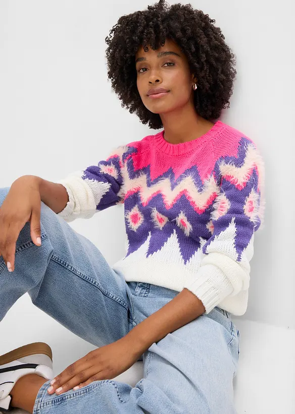 Fair-Isle-Grobstrick-Pullover, bonprix