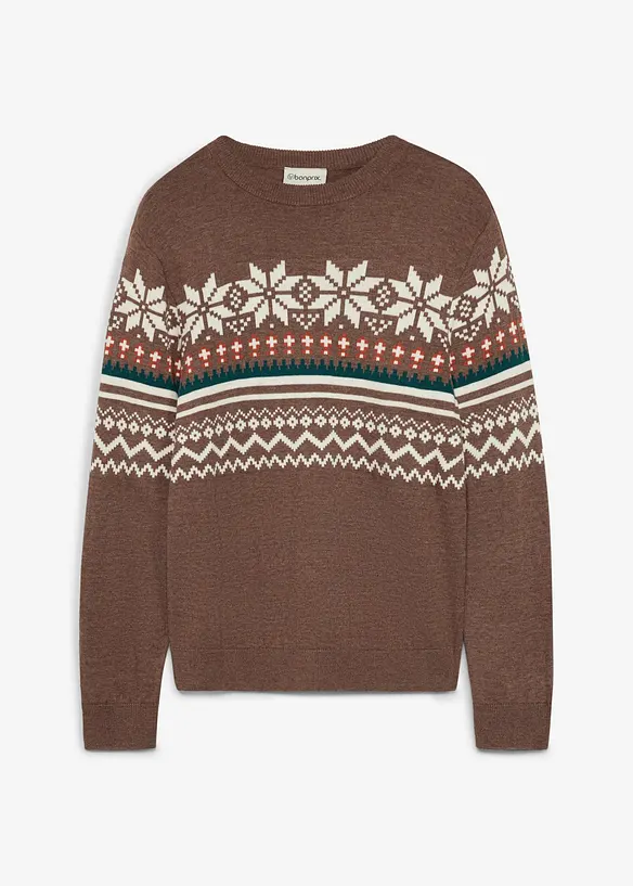 Pull en fine maille &agrave; motif norv&eacute;gien, bonprix