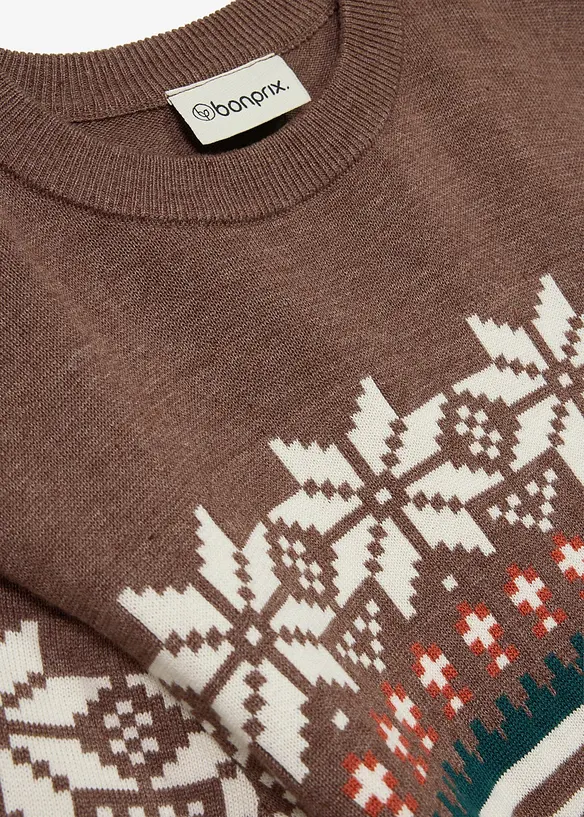 Pull en fine maille &agrave; motif norv&eacute;gien, bonprix