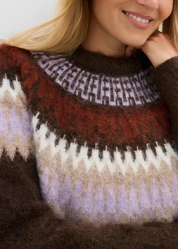 Pull norv&eacute;gien &agrave; col rond, bonprix