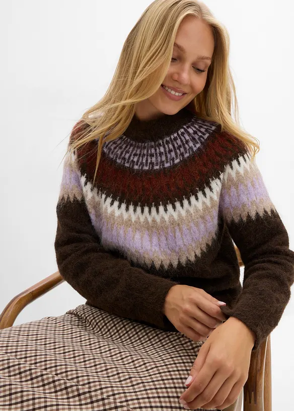 Pull norv&eacute;gien &agrave; col rond, bonprix