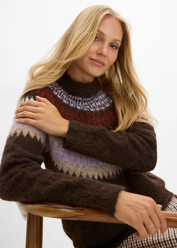 Pull norv&eacute;gien &agrave; col rond, bonprix