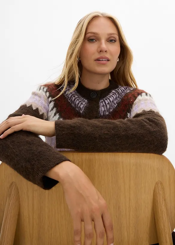 Gilet en maille &agrave; motif norv&eacute;gien, bonprix