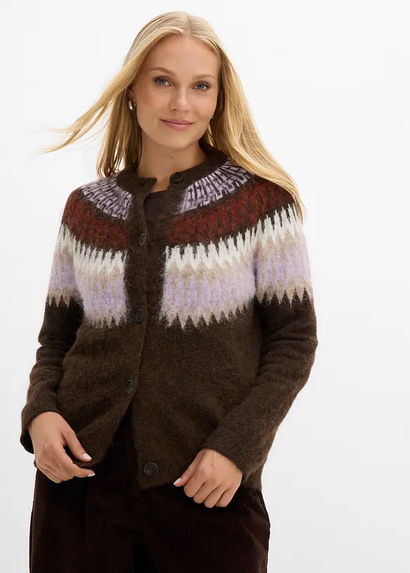 Gilet en maille &agrave; motif norv&eacute;gien, bonprix