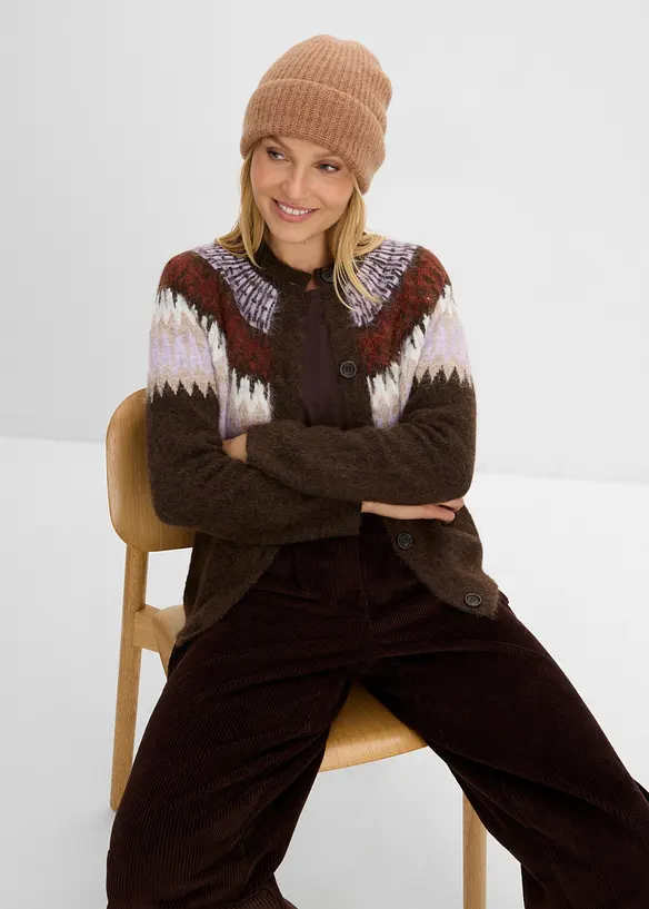 Gilet en maille &agrave; motif norv&eacute;gien, bonprix
