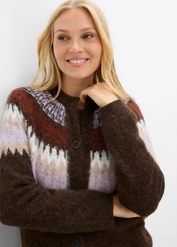 Gilet en maille &agrave; motif norv&eacute;gien, bonprix