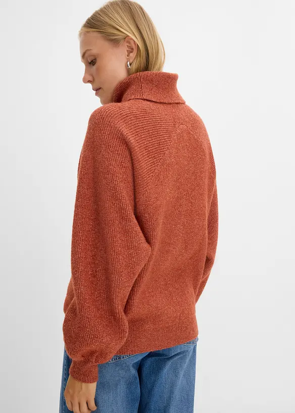 Pull col roul&eacute; &agrave; manches bouffantes, bonprix
