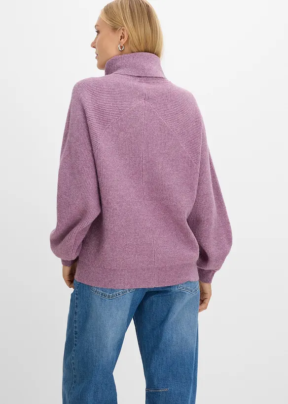 Rollkragenpullover mit Puffer&auml;rmeln, bonprix