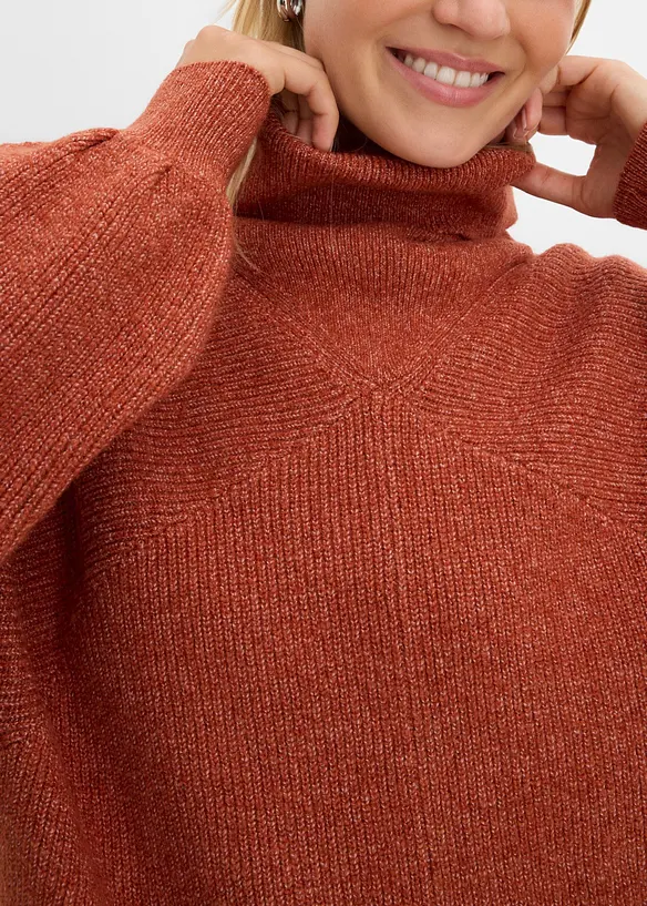 Pull col roul&eacute; &agrave; manches bouffantes, bonprix