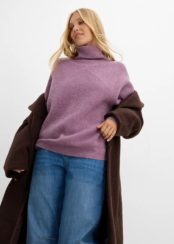 Rollkragenpullover mit Puffer&auml;rmeln, bonprix