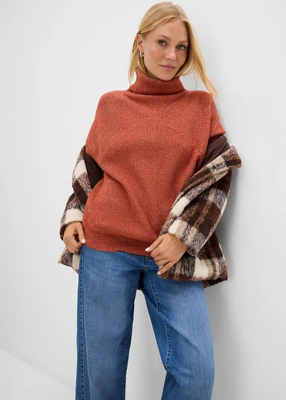 Pull col roul&eacute; &agrave; manches bouffantes, bonprix
