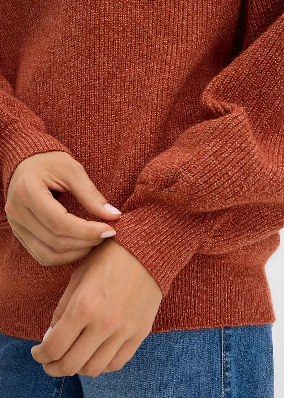 Pull col roul&eacute; &agrave; manches bouffantes, bonprix