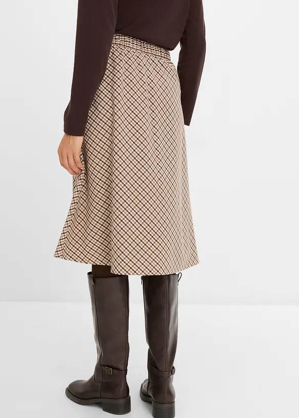 Jupe midi &agrave; carreaux, bonprix