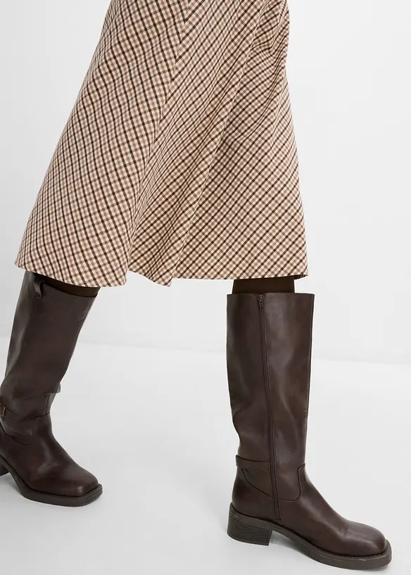 Jupe midi &agrave; carreaux, bonprix