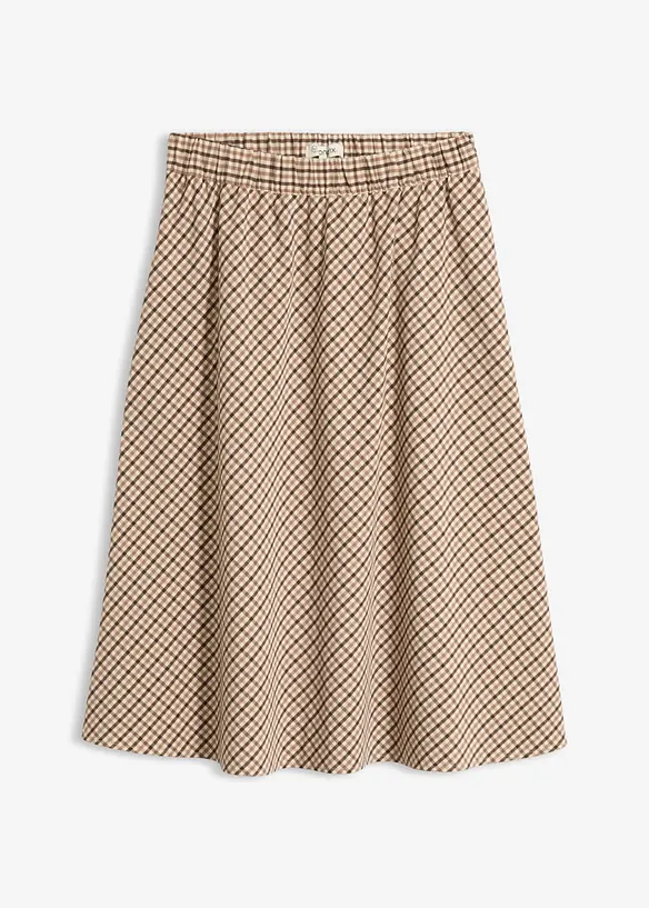 Jupe midi &agrave; carreaux, bonprix