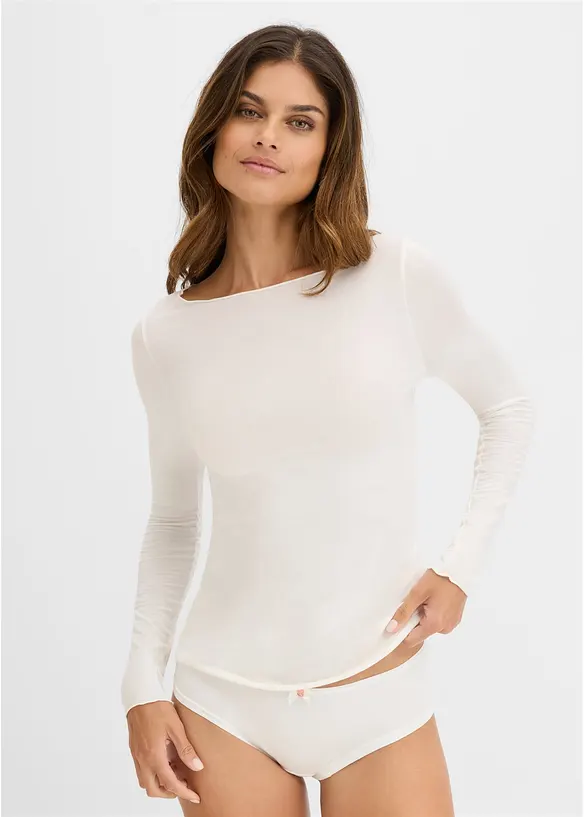 Ultralight Langarmshirt mit U-Boot-Ausschnitt aus Kaschmir-Mix, bonprix