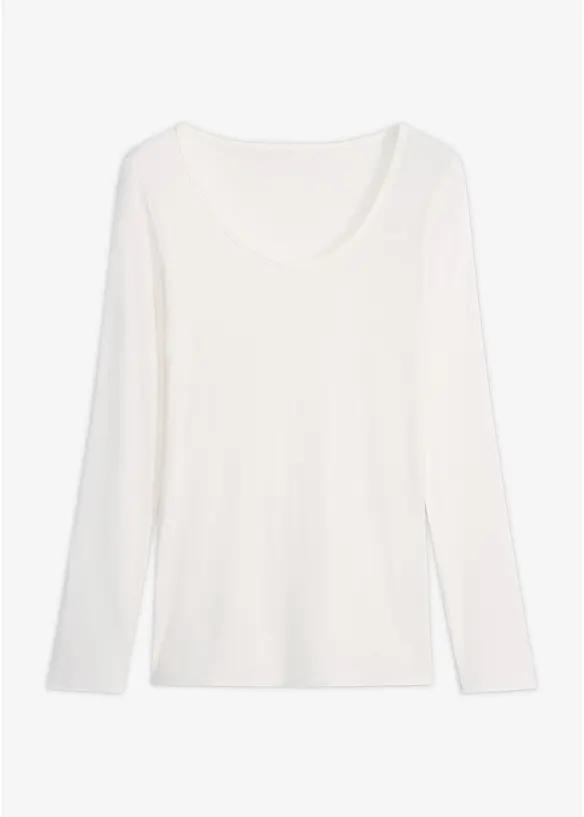 Ultralight Langarmshirt mit Rundhals-Ausschnitt aus Kaschmir-Mix, bonprix
