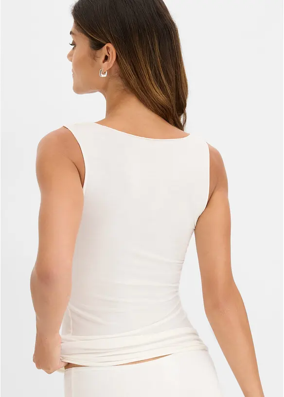 Ultralight Unterhemd mit V-Ausschnitt und Spitze aus Kaschmir-Mix, bonprix