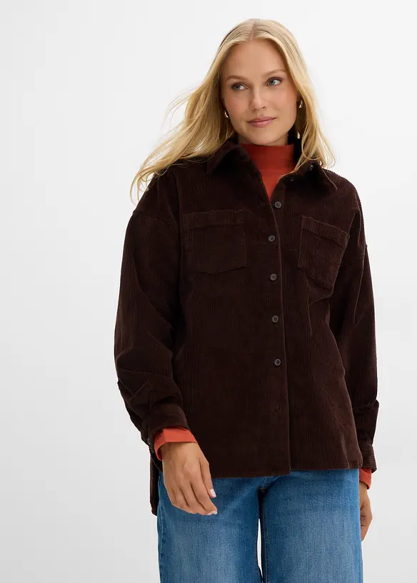 Surchemise oversize en velours c&ocirc;tel&eacute;, bonprix