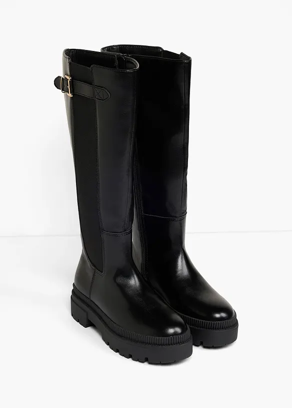 Bottes tige large fourr&eacute;es &agrave; empi&egrave;cement &eacute;lastique, bonprix