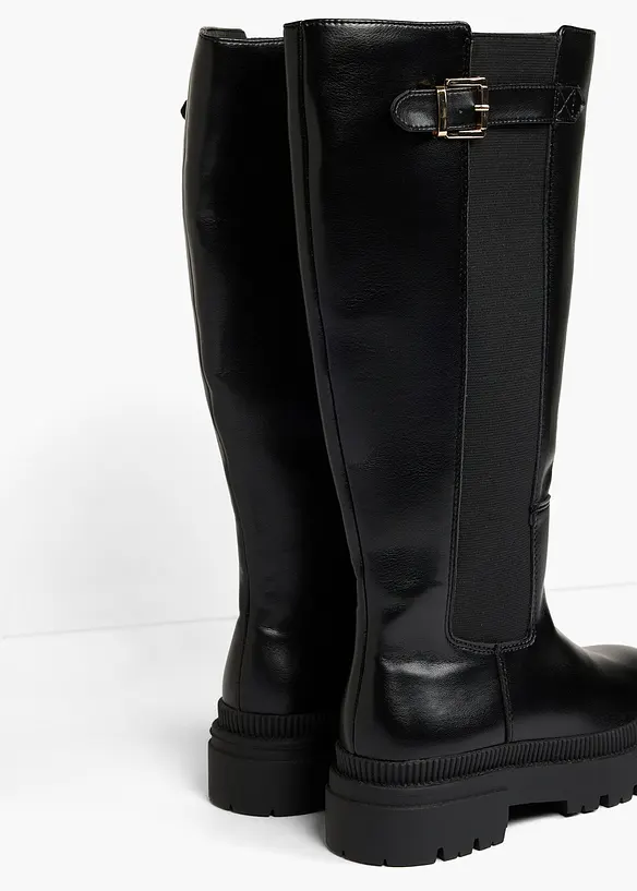 Bottes tige large fourr&eacute;es &agrave; empi&egrave;cement &eacute;lastique, bonprix