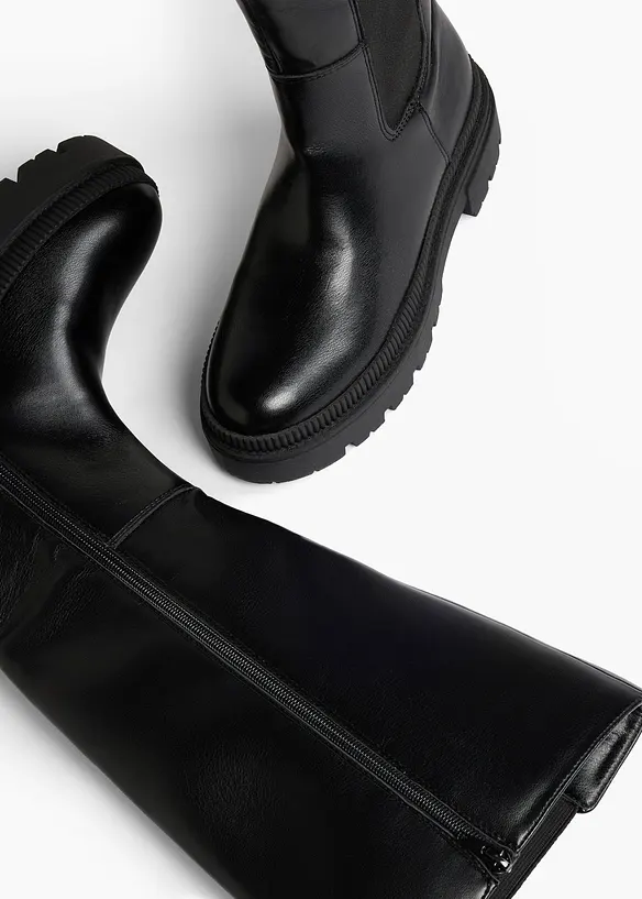 Bottes tige large fourr&eacute;es &agrave; empi&egrave;cement &eacute;lastique, bonprix