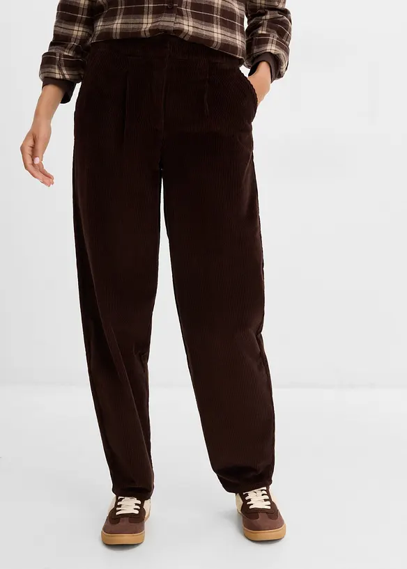 Pantalon Barrel en velours &agrave; larges c&ocirc;tes, bonprix