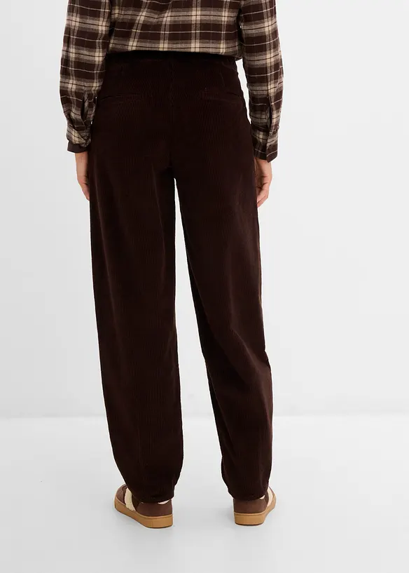 Pantalon Barrel en velours &agrave; larges c&ocirc;tes, bonprix