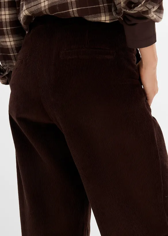 Pantalon Barrel en velours &agrave; larges c&ocirc;tes, bonprix