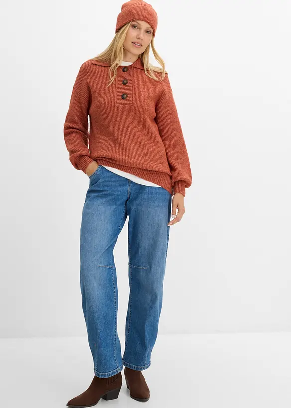 Pull camionneur en coton m&eacute;lang&eacute;, bonprix