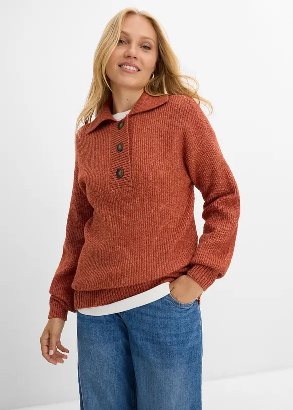 Pull camionneur en coton m&eacute;lang&eacute;, bonprix