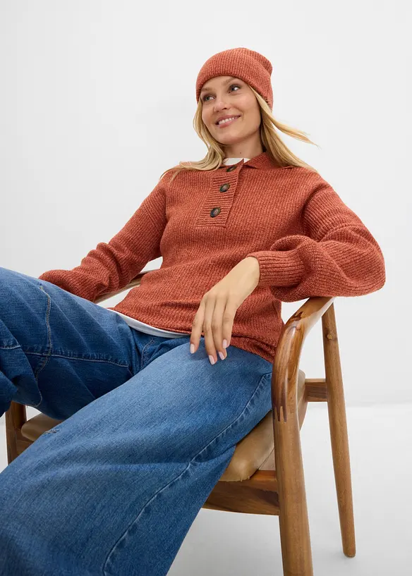 Pull camionneur en coton m&eacute;lang&eacute;, bonprix