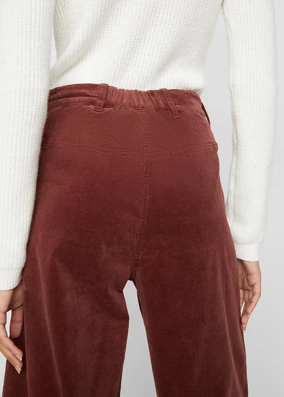 Jupe-culotte en velours de coton c&ocirc;tel&eacute; extensible, bonprix