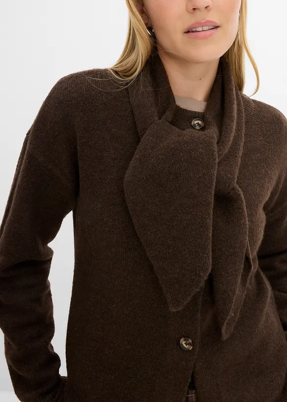 Gilet en maille &agrave; col ch&acirc;le, bonprix