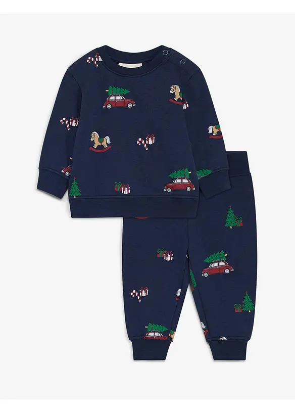 Ensemble adorable sweat et pantalon 100% coton, motif No&euml;l (2 pces), bonprix