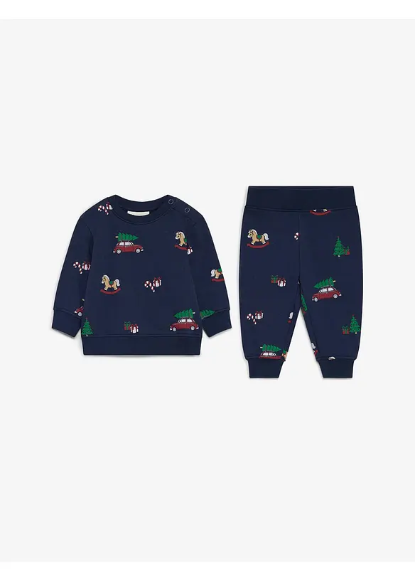 Ensemble adorable sweat et pantalon 100% coton, motif No&euml;l (2 pces), bonprix