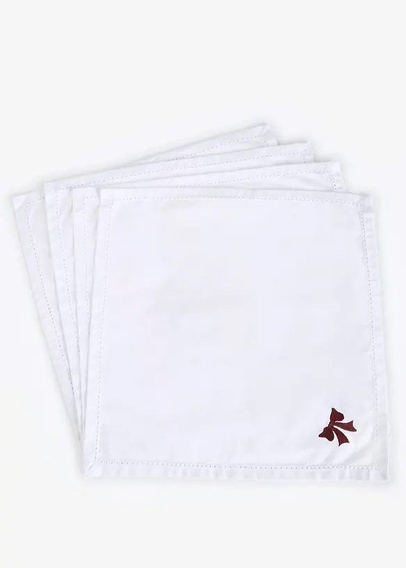 Stoffservietten aus Bio-Baumwolle mit Stickerei (4er Pack), bonprix
