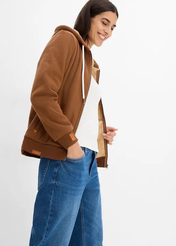 Kapuzen-Sweatjacke mit Teddyfutter, bonprix