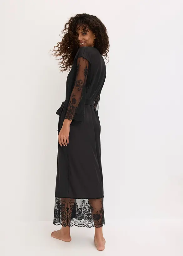 Kimono en satin et dentelle, bonprix