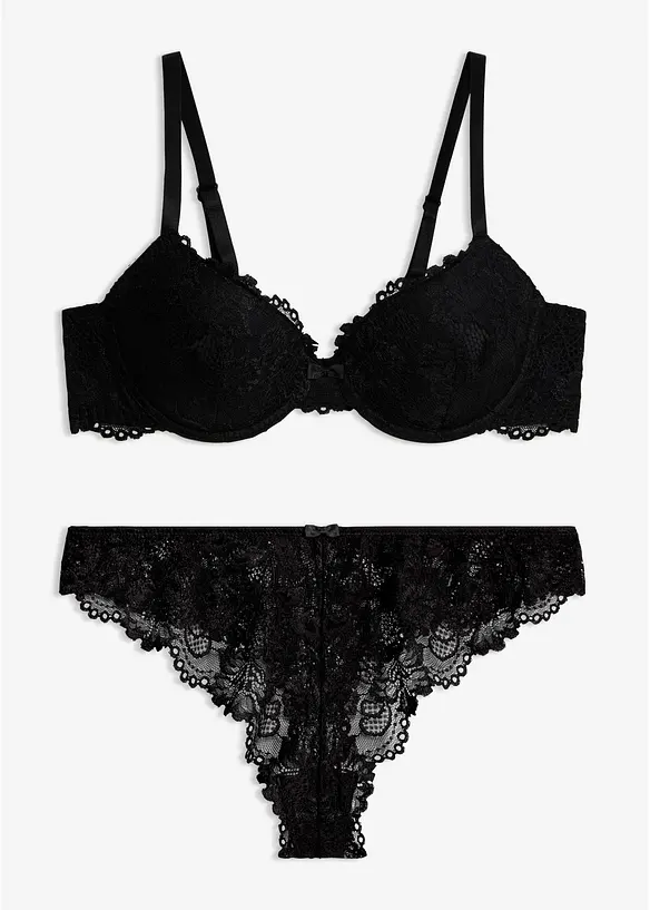 Soutien-gorge &agrave; coques + string en dentelle (ens. 2 pces), bonprix