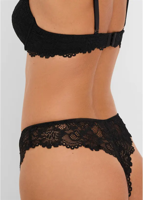 Soutien-gorge &agrave; coques + string en dentelle (ens. 2 pces), bonprix