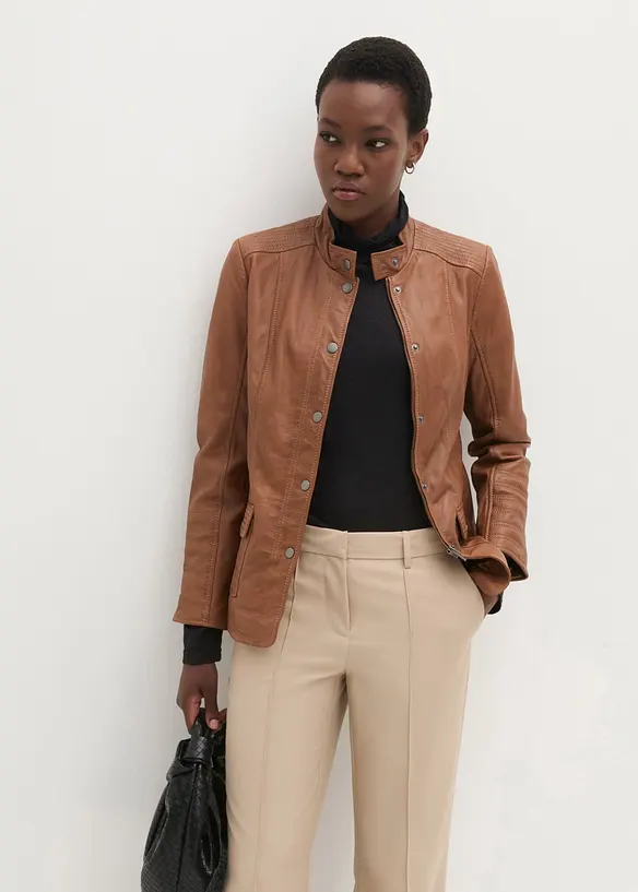 Veste en cuir d&rsquo;agneau nappa, bonprix
