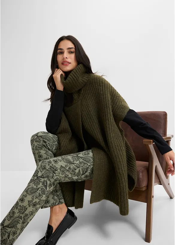 Pull poncho doux, bonprix