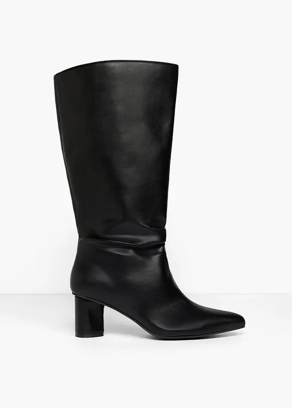 Bottes tige large &agrave; talon bloc, bonprix